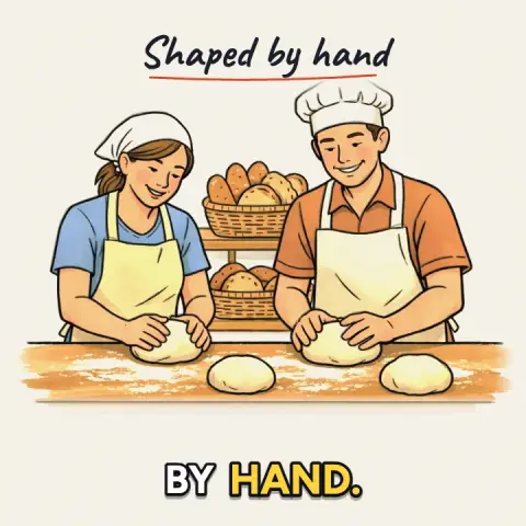 A square Instagram ad for a neighbourhood bakery, drawn by hand.